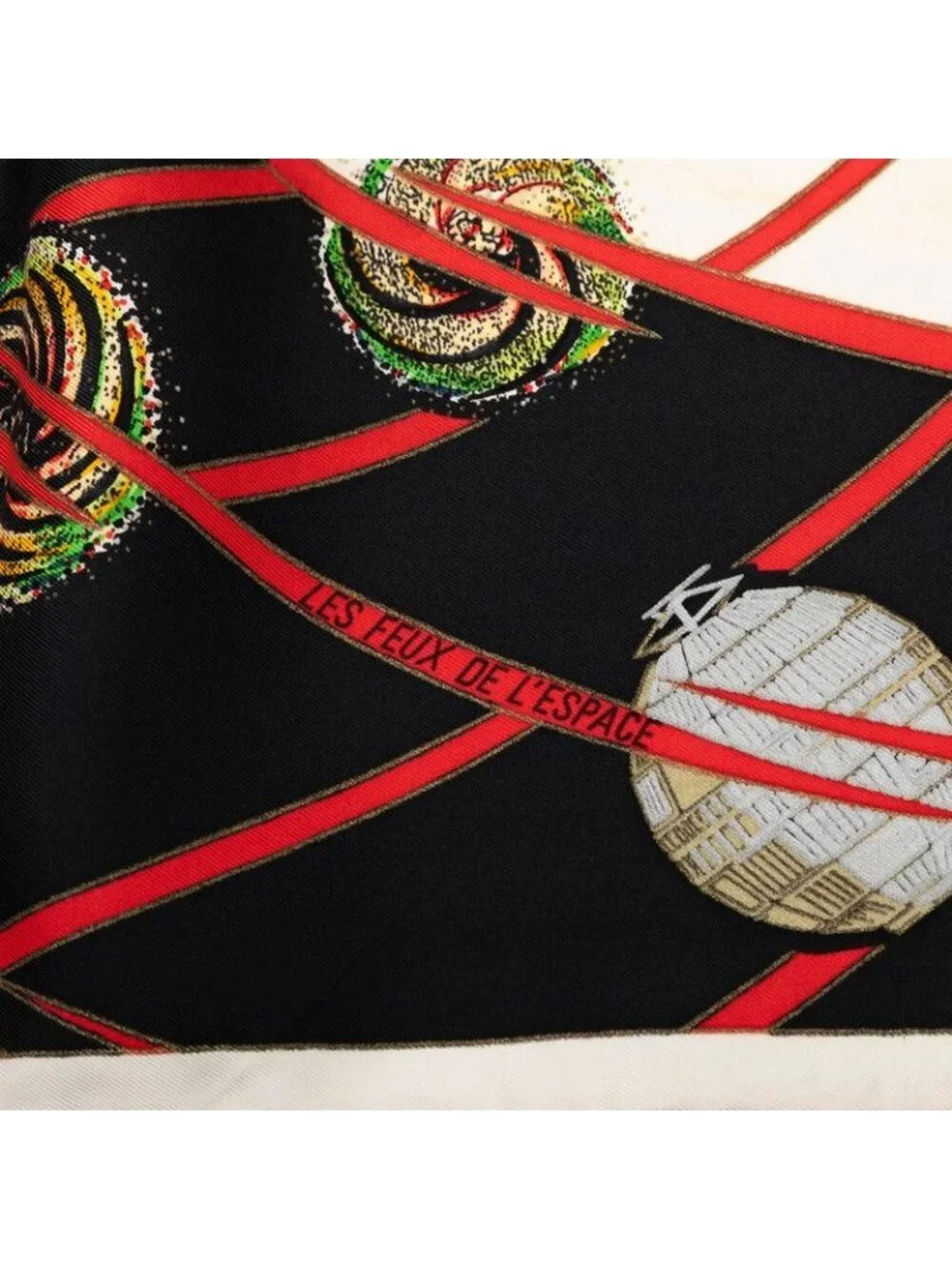 Hermes Carre 90 Les Feux de Lespace Space Fireworks Scarf Large Black Multicolor